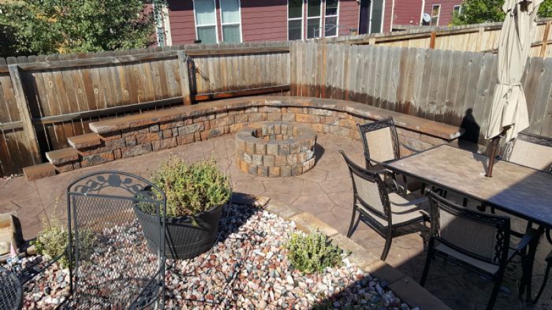 Slice It Landscaping Project photo 5 - Stamped concrete patio and fire pit