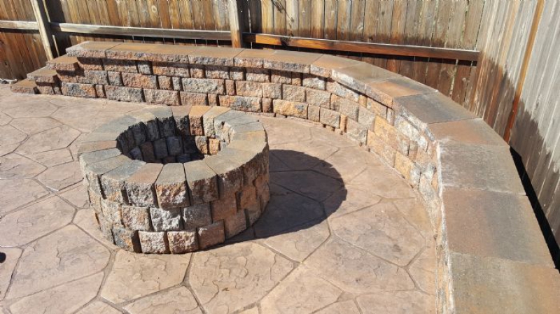 Slice It Landscaping Project photo 6 - Stamped concrete patio and fire pit