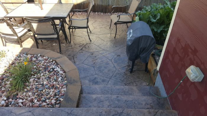 Slice It Landscaping Project photo 3 - Stamped concrete patio and fire pit