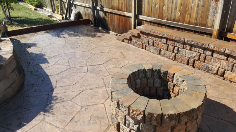Slice It Landscaping Project photo 7 - Stamped concrete patio and fire pit