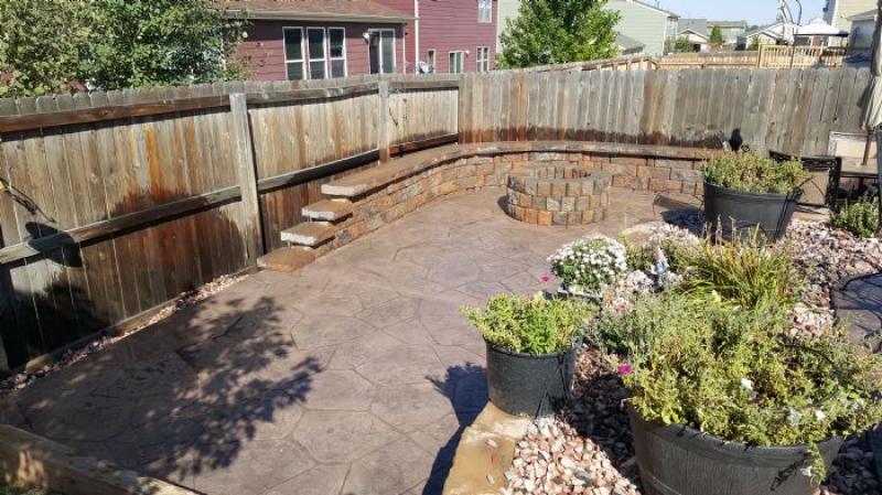Slice It Landscaping Project photo 4 - Stamped concrete patio and fire pit