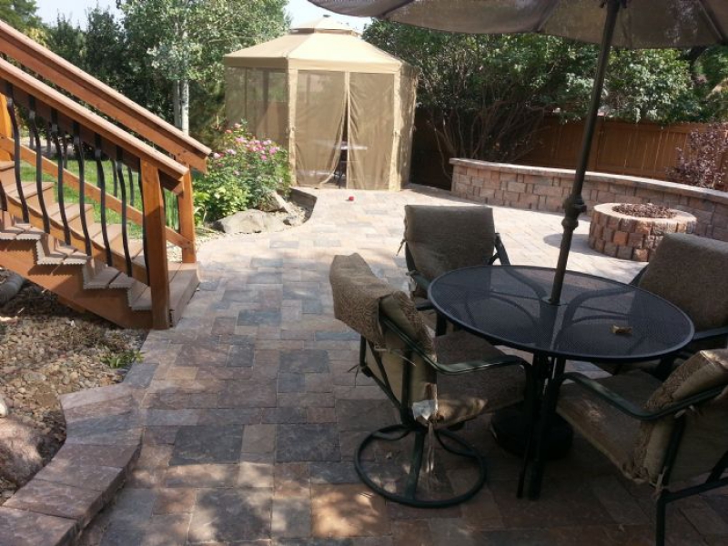 Slice It Landscaping Project photo 7 - Large paver patio w/ gas fire pit