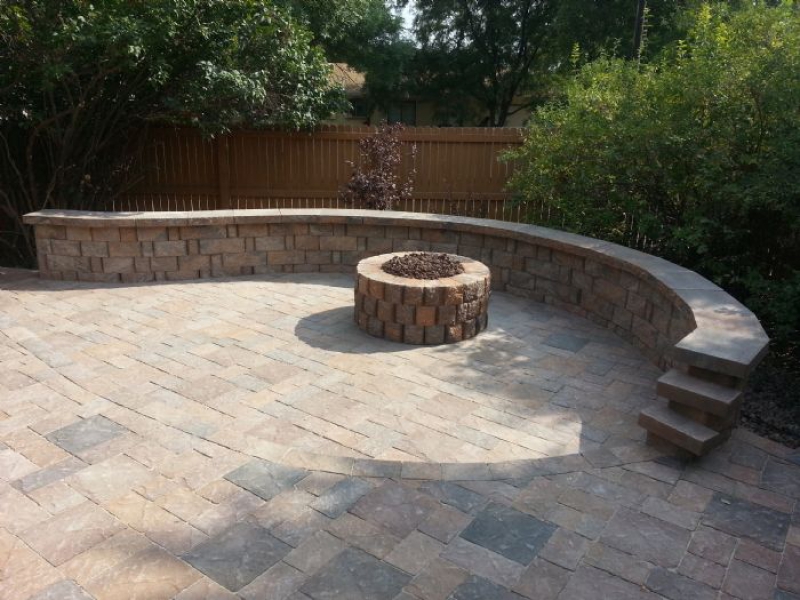 Slice It Landscaping Project photo 1 - Large paver patio w/ gas fire pit