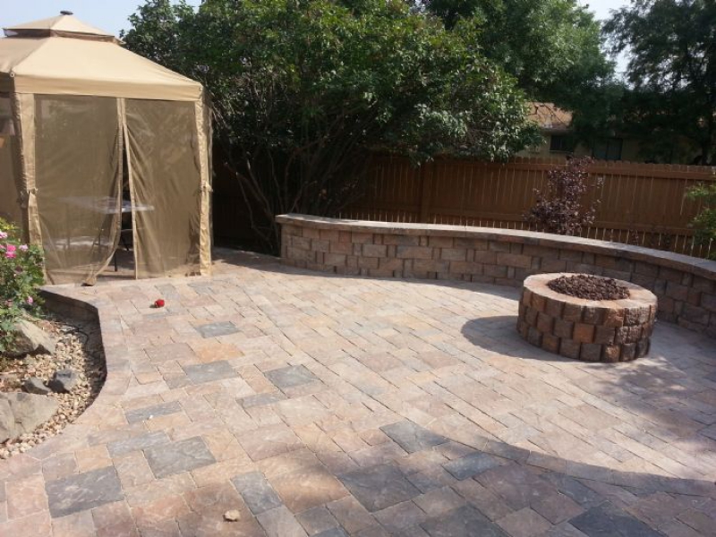 Slice It Landscaping Project photo 2 - Large paver patio w/ gas fire pit